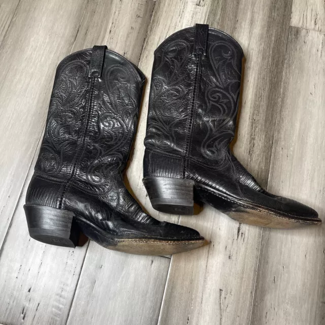DAN POST HEELED Leather Boots Women's Lizard Black Size 7 M $149.99 ...