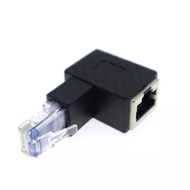 90° Ethernet LAN RJ45 Male to Female Right Angle Network Cat5e Cat6e Adapter B