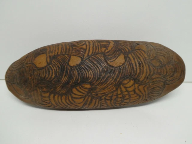 VINTAGE AUSTRALIAN ABORIGINAL Carved Wire Burnt Wooden Coolamon Bowl ...