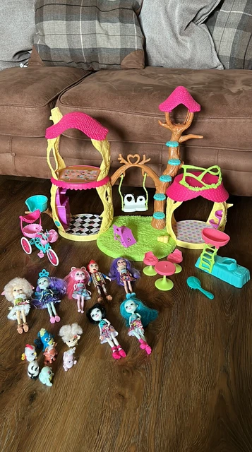 ENCHANTIMALS BUNDLE DOLLS And Treehouse Playset Excellent