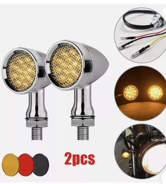 Motorcycle Bullet LED Turn Signal Indicator Lights For Bobber Chopper Cafe Racer