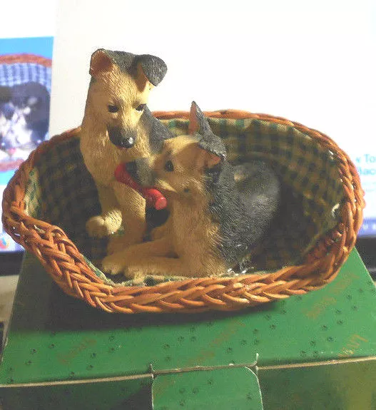 German Shephard Pups in a Basket by Living Stone
