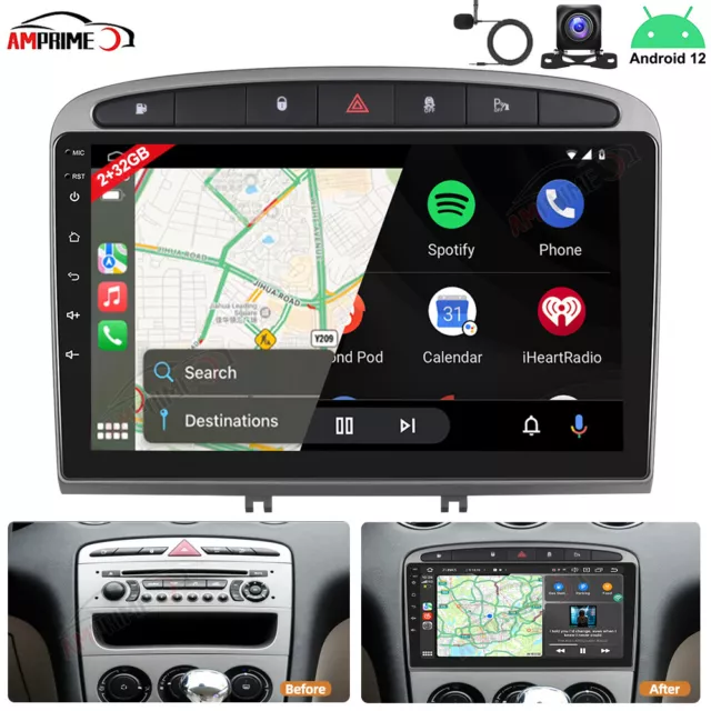 Android 12 Autoradio Für Peugeot 408 Stereo Mit GPS Navi WIFI Carplay+Kamera