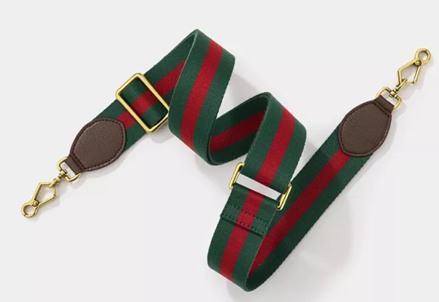 New Gucci replacement Crossbody Shoulder Strap Green Red Web Canvas Brown/Yellow