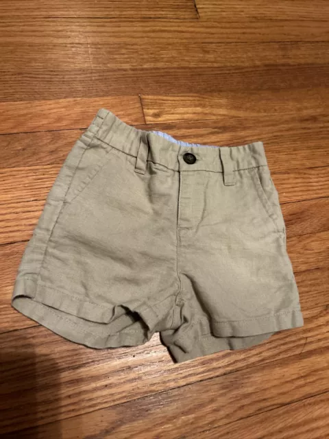 Janie And Jack  Baby Boys Khaki Shorts Size 6 To 12 Months EUC T6 Cotton Linen