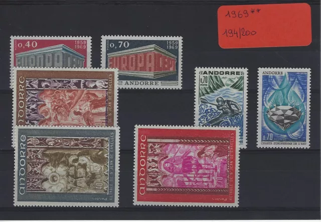 ANDORRE Année Complète 1969 neuf sans charnière YVERT n° 194/200