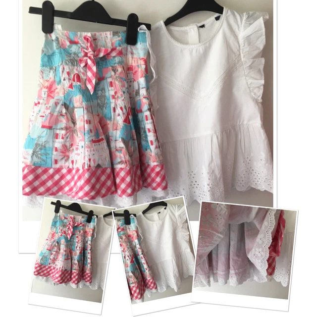 Pumpkin patch girls pretty lined summer skirt & New George Blouse top 8-9 years