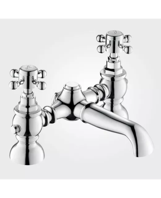 Traditional Cross Head Chrome Deck Mounted Bath Filler Tap