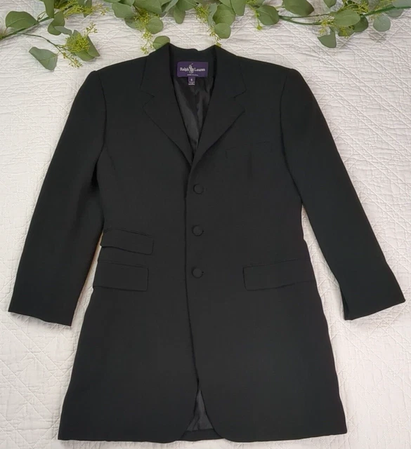 Ralph Lauren Purple Label Black Fitted Blazer Womens Size 6 Made in USA