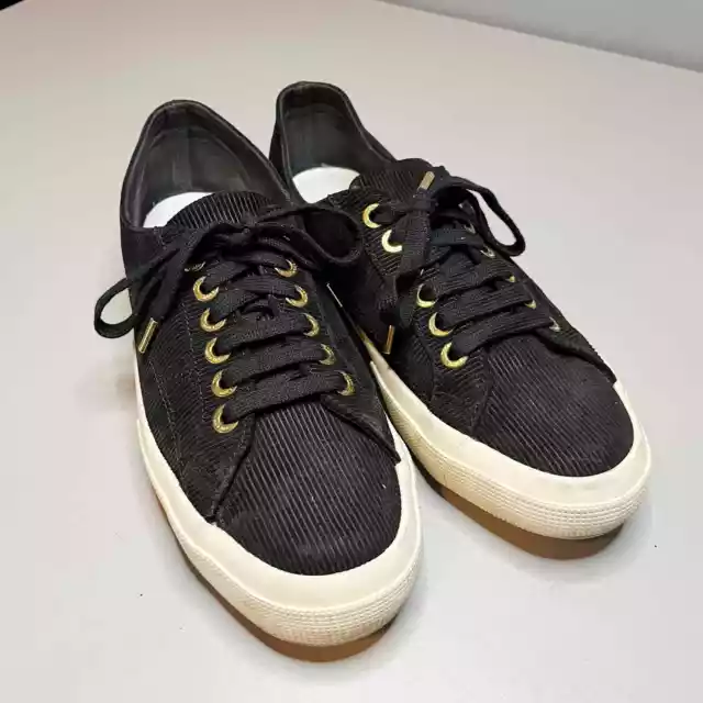 Superga Sneakers Womens Size 10.5 EU 42 Black The Row Suede Low Top