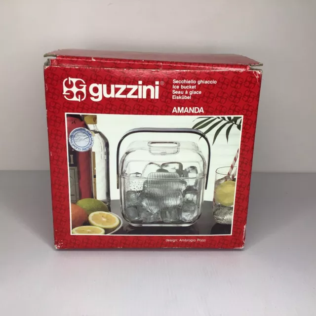 Retro Vintage Guzzini Amanda Ice Bucket In Box Ambrogio Pozzi 1970s Perspex MCM