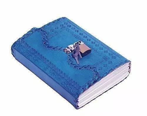 Leather Diary Journal Notepad Writing Book with Lock, Key and Handmade Papers UK