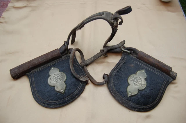 Anciennes œillères Cuir Et Mors – Équitation – Pour Pièces