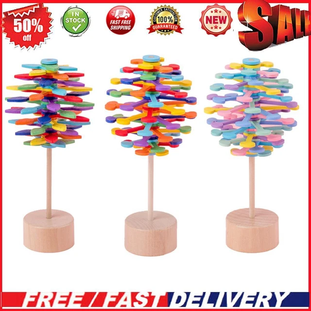 Wooden Helicone Wand Rotating Lolly Toy Children Decompression Educational Toys