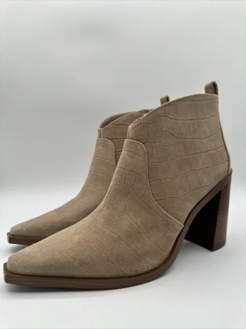 Vince Camuto Bootie Women's Size 10 Brown Crocodile Suede Boots Cowboy Western