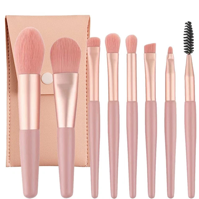 8 Pezzi Pennelli Trucco Professionali, Set Pennelli Make Up con Trousse in Pelle