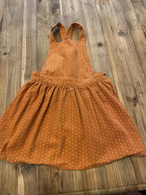 Seed baby girl size 12-18 months rusty brown cord spotted pinafore dress