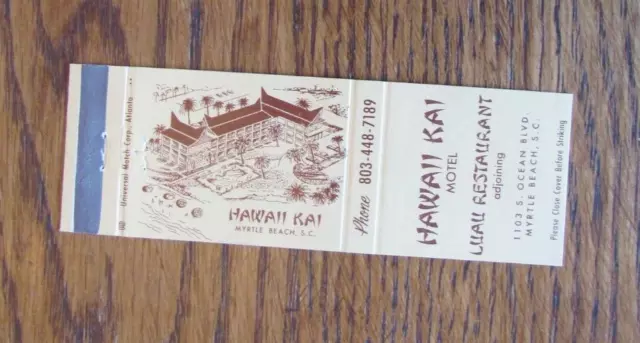 Tiki Bar Matchbook Cover: Hawaii Kai Polynesian Myrtle Beach, Sc Matchcover -C24