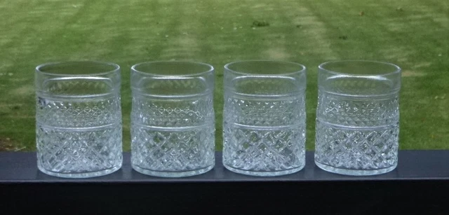 Lovely Vintage MCM Anchor Hocking Pressed Glass 'Wexford' Pattern Glasses x 4
