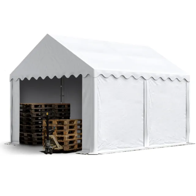 TOOLPORT Tente de stockage 4x4 m bâches en PVC 750 N blanc avec cadre de sol