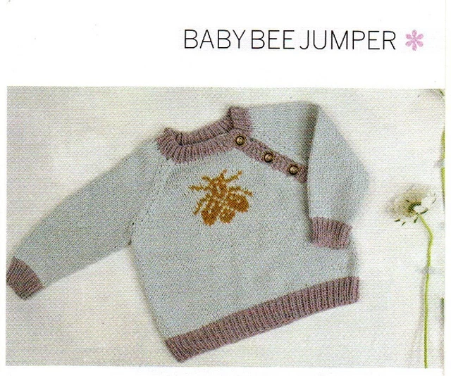 ~PULL-OUT KNITTING PATTERNS For Baby's Pretty Bee Motif Jumper & Lady's ...