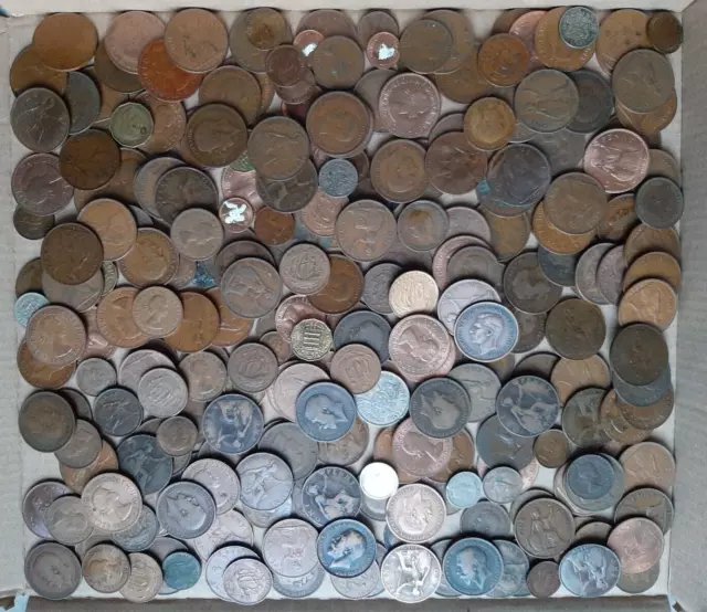 bulk scrap job lot coins mix George V to Elizabeth II 1.8kg condition as picture