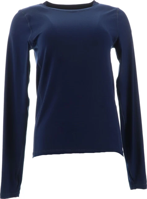 Lands' End Boy's Thermaskin Heat Crewneck Tee Deep Sea Navy L # 501325