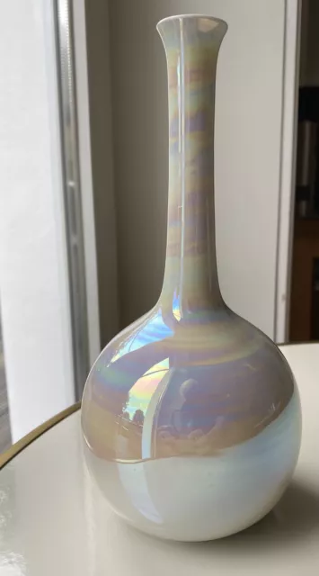 Fürstenberg Vase, Design Wilhelm Wagenfeld, Seladon Porzellan H: 22cm