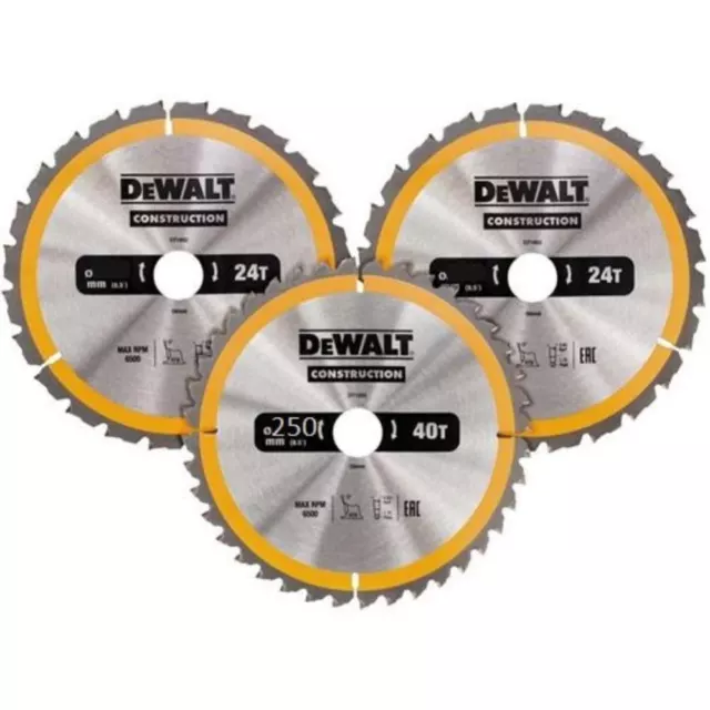 DEWALT Ø 250 Bâtiment Kreissägeblatt-set 3-tlg. DT1963