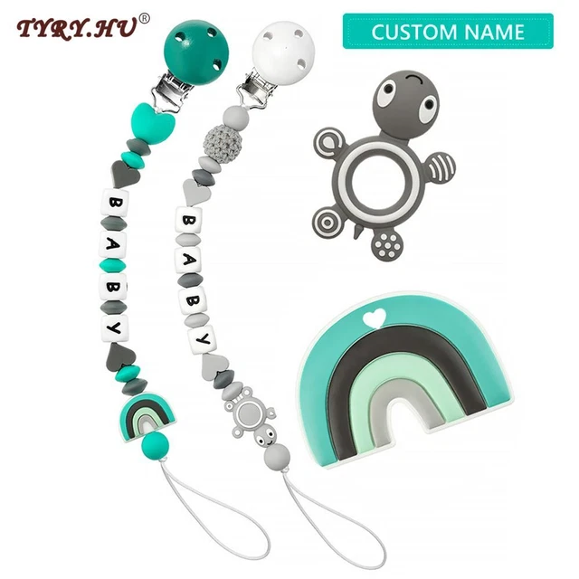 Cute Turtle Pacifier -Baby Clip Chain Teether Dummy Holder Silicon Soother Chain