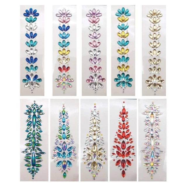 Fashion EDM Music Festival Tattoo Stickers Body Face Colored Rhinestone  Party