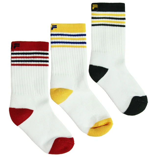 Fila 3 confezioni fodera scarpe rosso giallo nero calzini bambini AC00683 129