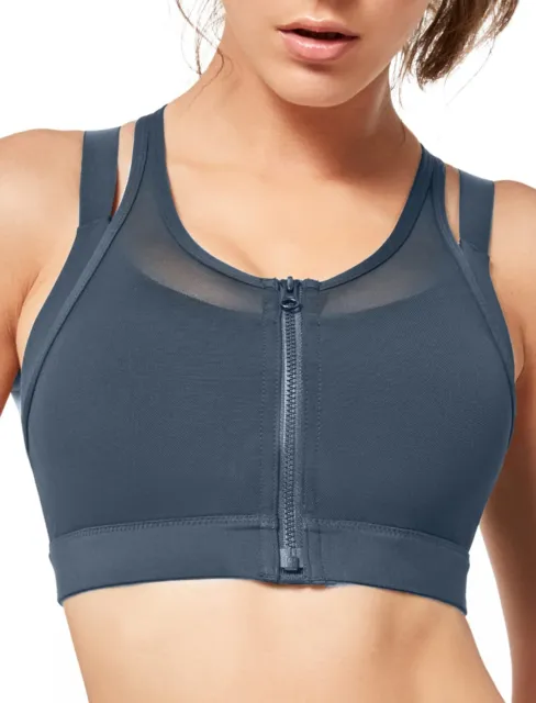 High Impact Sports Bra for Women Zipper Front Yoga Bra with Adjustable  Straps HG
