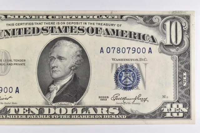 CRISP - 1953 SILVER CERTIFICATE - US $10 Note - Higher Grade *948