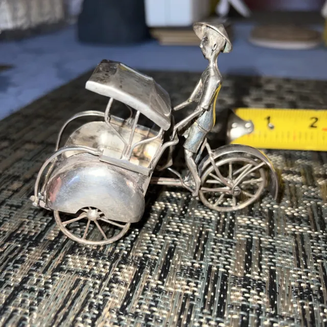 Vintage Chinese Silver Rickshaw Figurine, SEE PHOTOS & READ PLEASE