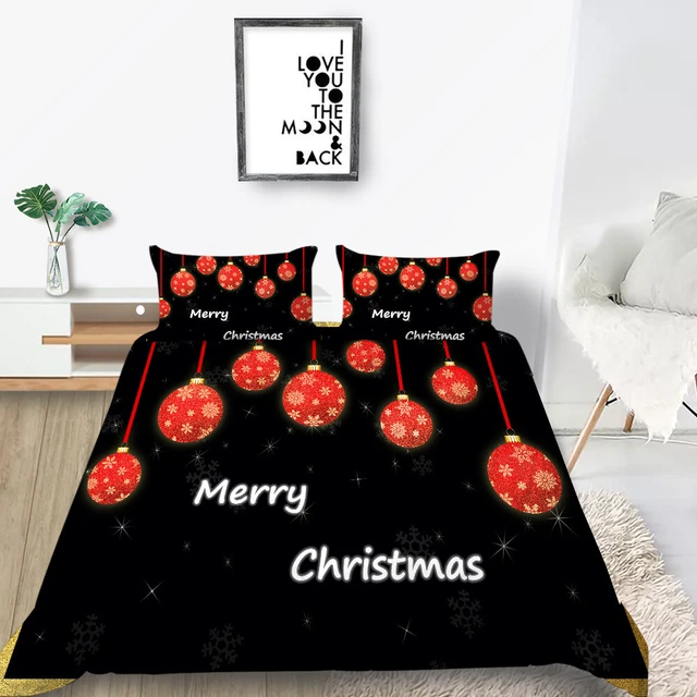Rote Kugel Schneeflocke Dekoration Home Soft Weihnachten Bettbezug Set