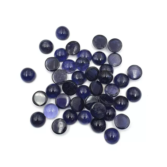 Naturel Iolite Rond Cabochon Desseré Pierre Précieuse Lot 9 Pièces 9 MM 25 CT 2