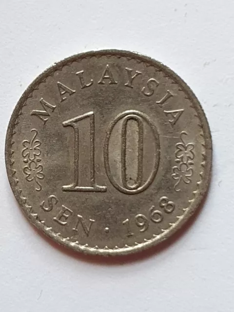 1968 Malaysia 10 Sen Coin