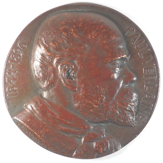France literature PAUL VERLAINE cast bronze 135mm by Legastelois