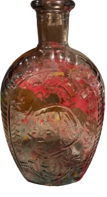 Vintage Wheaton Lavender Purple Glass George Washington Decanter Bottle 9" C2