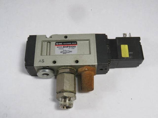 SMC EVF5120 Solenoid Valve 5-Port 21-26VDC 1.5-9bar  USED