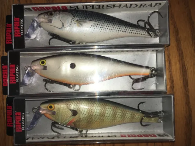 RAPALA SUPER SHAD RAP 14's=LOT OF 3 DIFFERENT COLORED FISHING LUREs $15.50  - PicClick