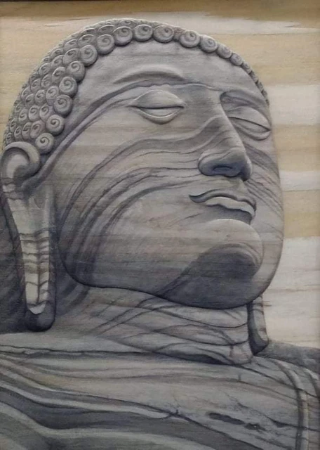 Abstract Hand Carved Buddha Sculpture Natural Wooden Modern Art Home Décor