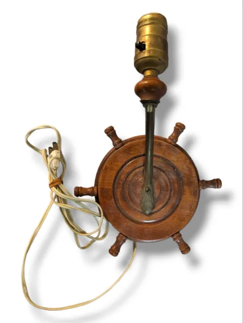 Hinged Nautical Ships Wheel Wall Lamp Mid Century Vintage Light Accent