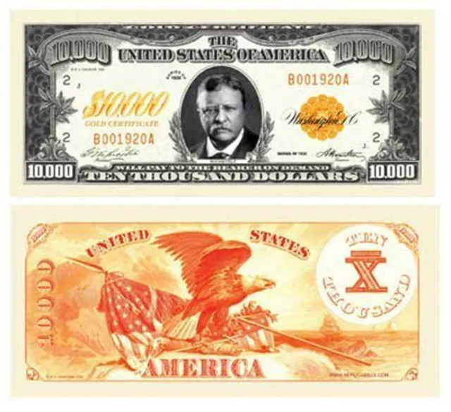 $10,000.00 Ten Thousand Dollar Gold Certificate - Pack of 100 Bills