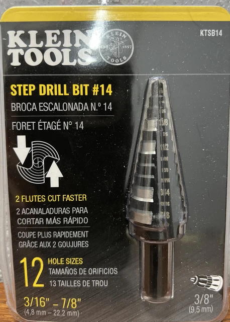 Klein Tools KTSB14 Step Drill Bit #14  12 Hole Sizes NEW -JS-