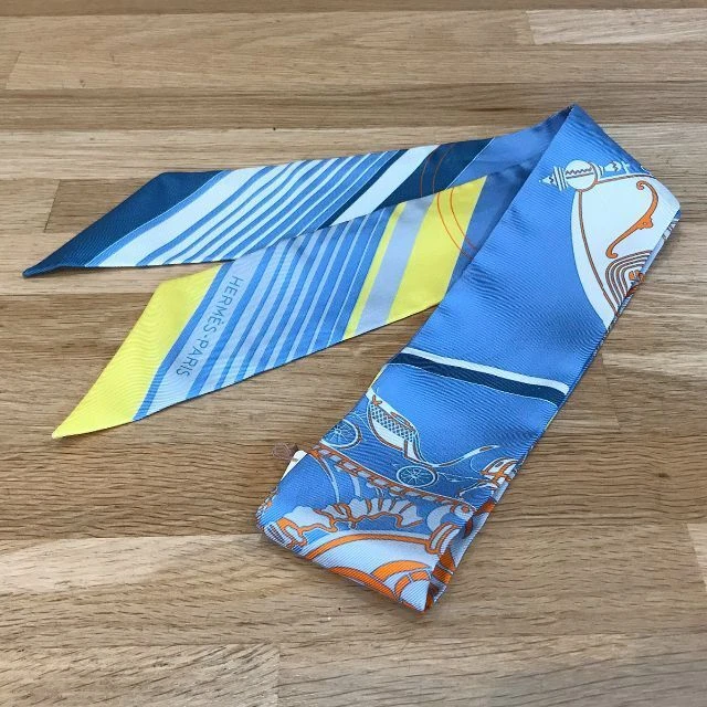 Hermes Twilly Ex Libris Scarf Blue