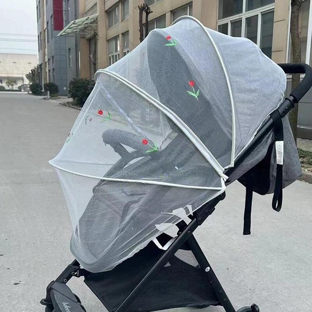 Cochecito de verano transpirable cubierta para mosquitos margarita bordado gasa sombrilla acc-wl