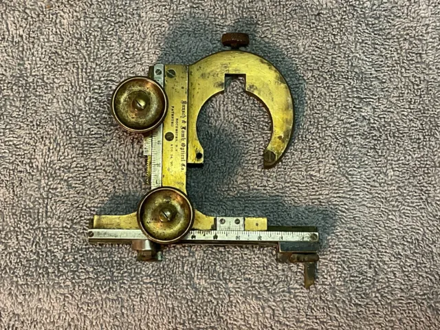 Antique Bausch & Lomb Brass Mechanical C-Mount X-Y Microscope Slide Holder 1897