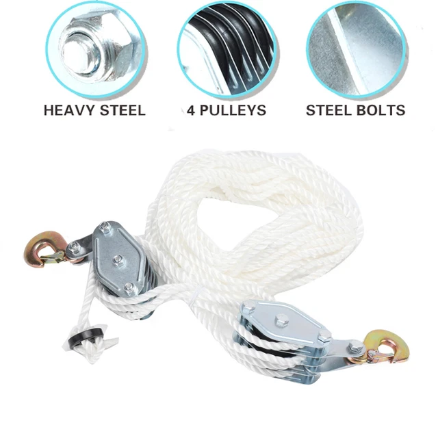 Flaschenzug 2200 Lbs - 15m Seil Mit Seilbremse Für Bau & Lager